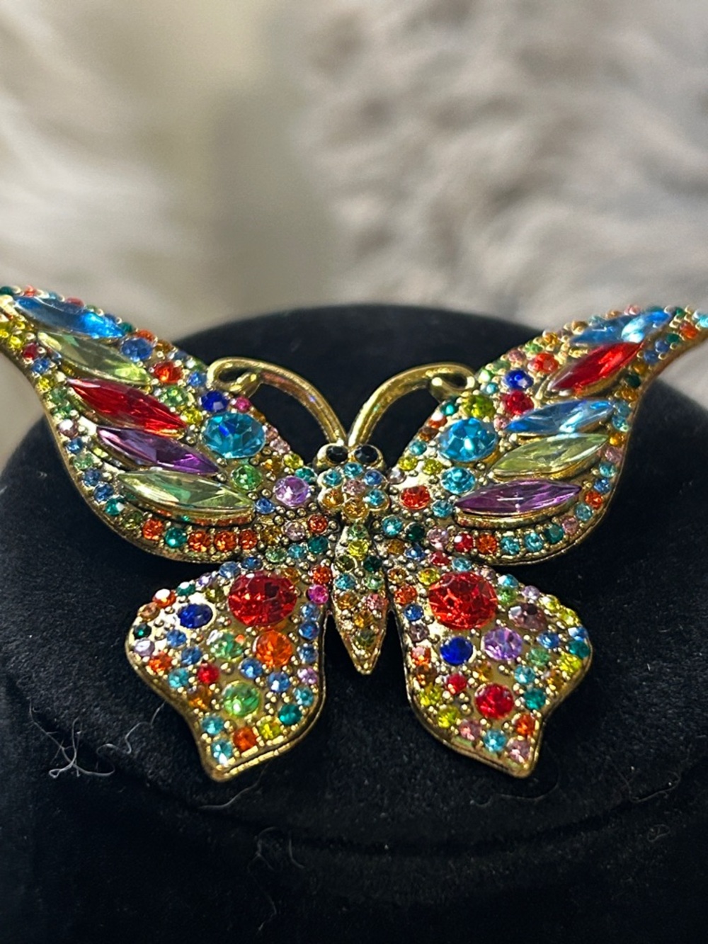 Multicolor Crystal Butterfly Brooch - Picture 4 of 6